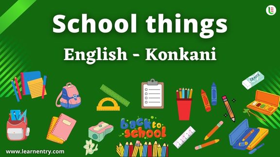 School things vocabulary words in Konkani and English