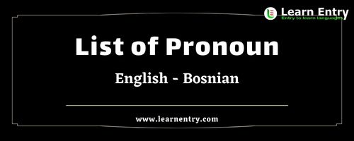 List Of Pronouns In Bosnian And English - Learn Entry