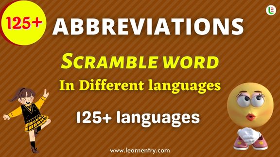 Abbreviations word scramble in different Languages