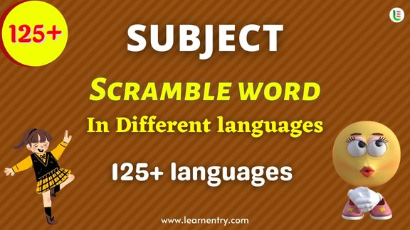 Subject word scramble in different Languages