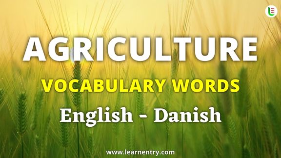 Agriculture vocabulary words in Danish and English