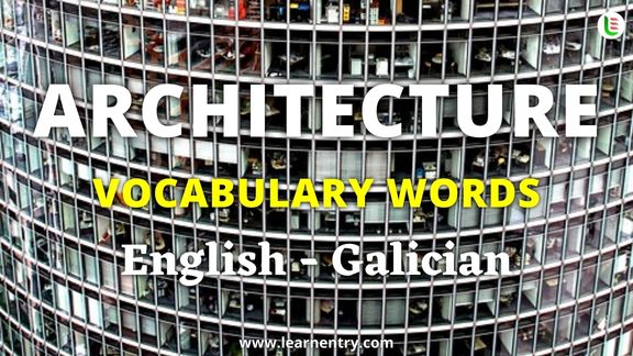 Architecture vocabulary words in Galician and English