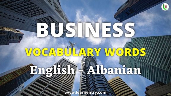 Business vocabulary words in Albanian and English