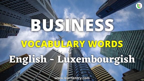 Business vocabulary words in Luxembourgish and English