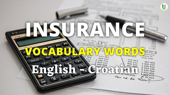 Insurance vocabulary words in Croatian and English - Common Croatian Vocabulary